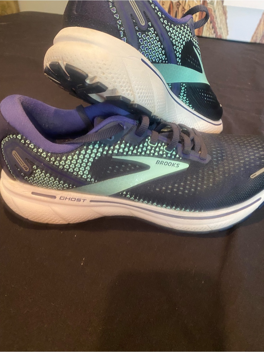 Brooks Women's Ghost Running Shoes - Navy, Mint & Purple Accent